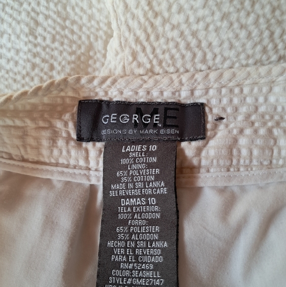 George Cream Cotton Seersucker Capri Pants Size 10 - Picture 6 of 7